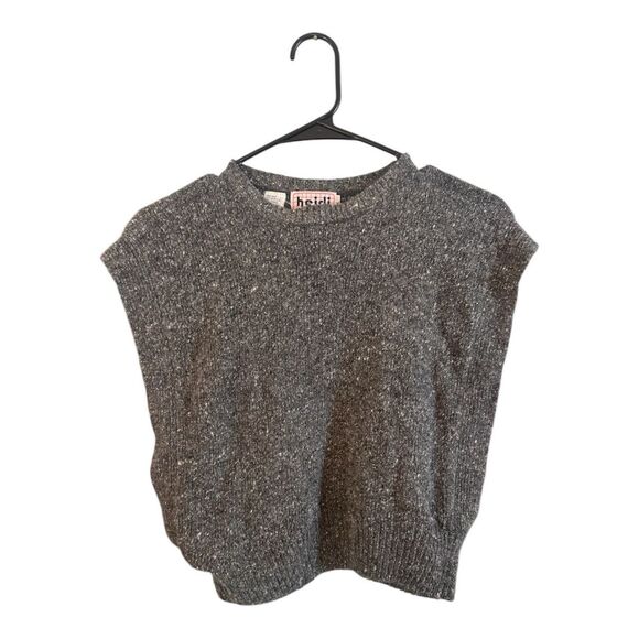 Vintage 1980s Silk Angora Blend Sweater Vest Heidi Large Gray - Picture 1 of 4